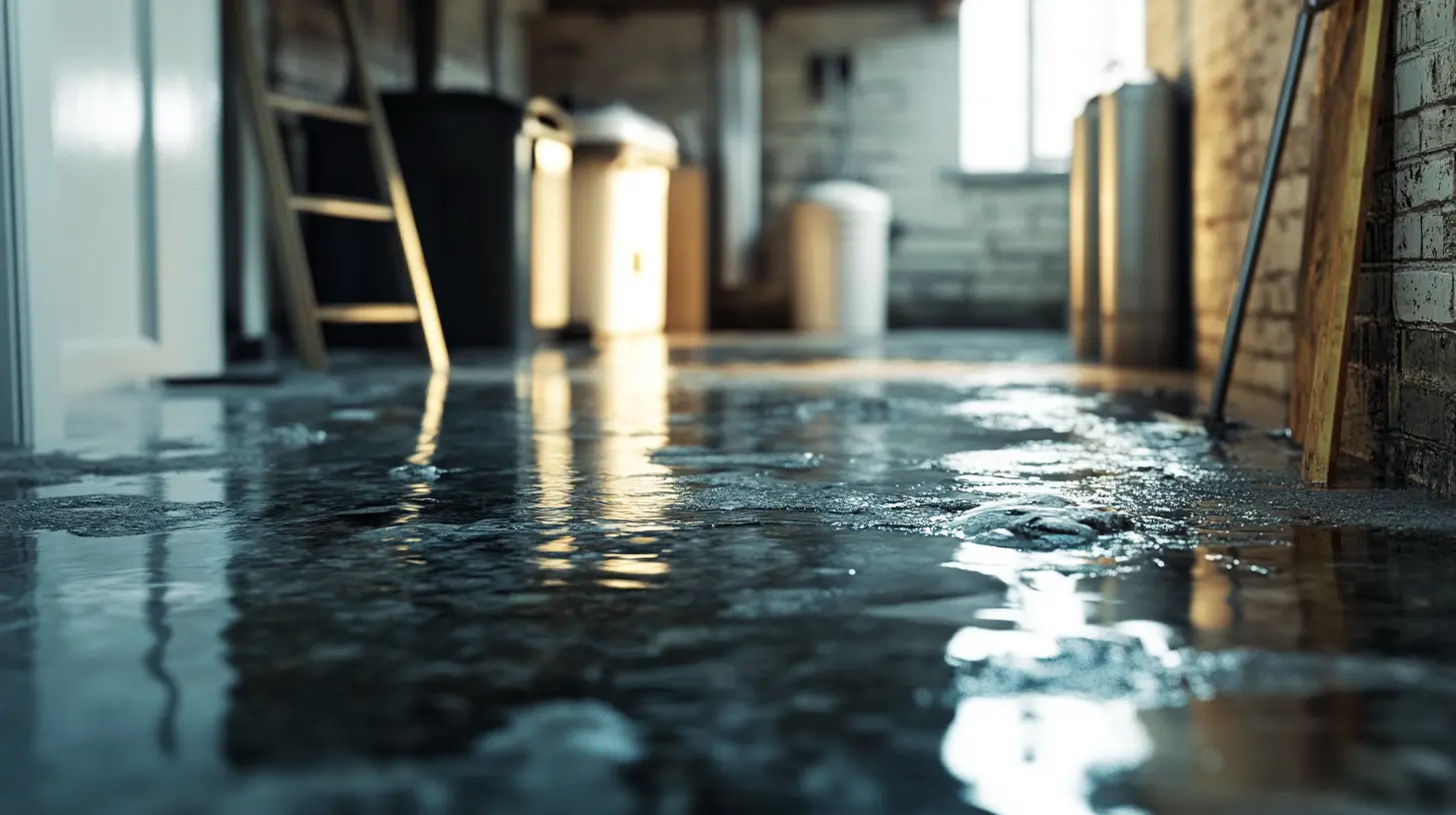 basement with water on floor